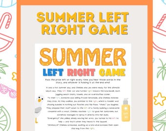 Druckbare Sommer Links Rechts Spiel - Spaß für Geschenkbörse oder Gesellschaftsspiel
