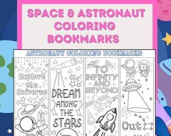 Printable Coloring Space Bookmarks - 4 Designs for Your Little Astronaut