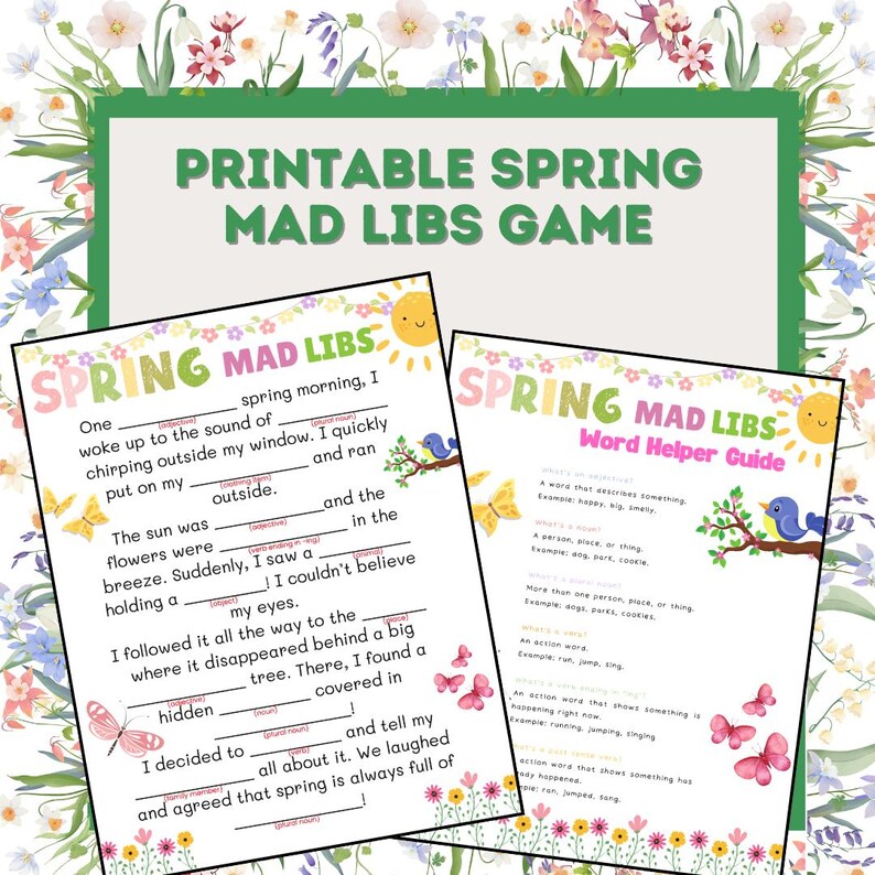 Printable Spring Mad Libs Game - Etsy