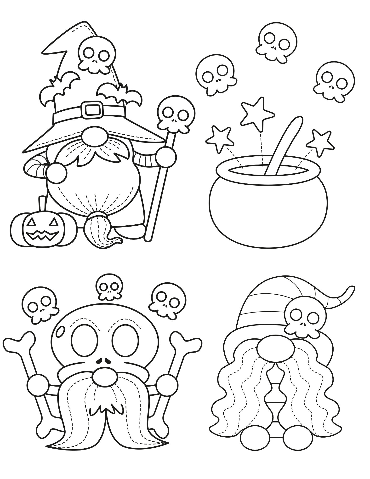 Halloween Gnomes Coloring Pages - Etsy