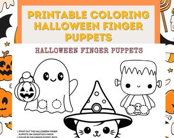 Printable Coloring Halloween Finger Puppets