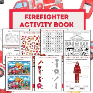 18 Page Firefighter Activity Book - Includes Coloring, Games, Maze, I Spy and More