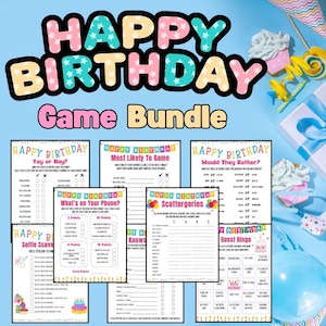 Bundle of Birthday Party Games for Adults and Teens - 8 Games Included!