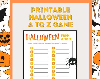 Printable Halloween A to Z Game - Fun Halloween Activity for Parties, Classroom and More