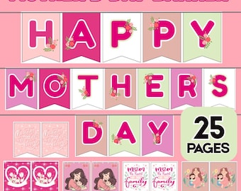 Printable Mother's Day Banner - 25 Pieces For Holiday Decor