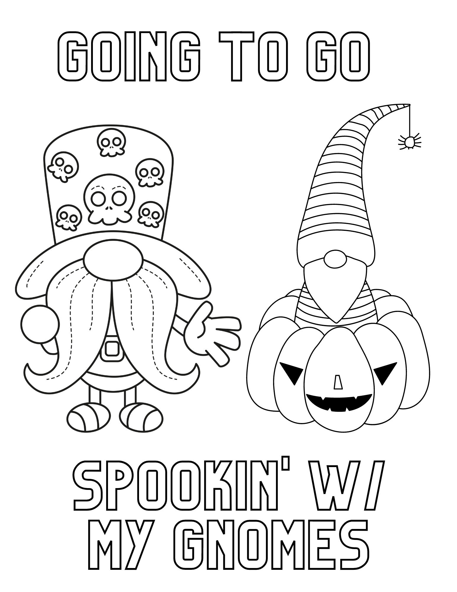 Halloween Gnomes Coloring Pages - Etsy