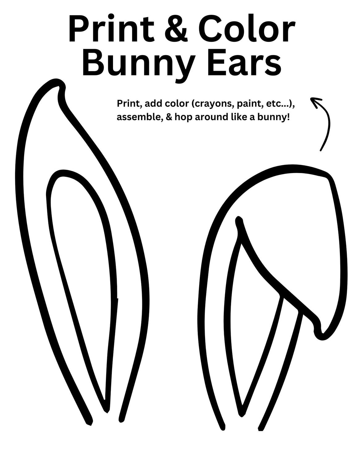 Printable Rabbitears Color Printable Coloring Easter Bunny Ears Headband - Etsy Canada