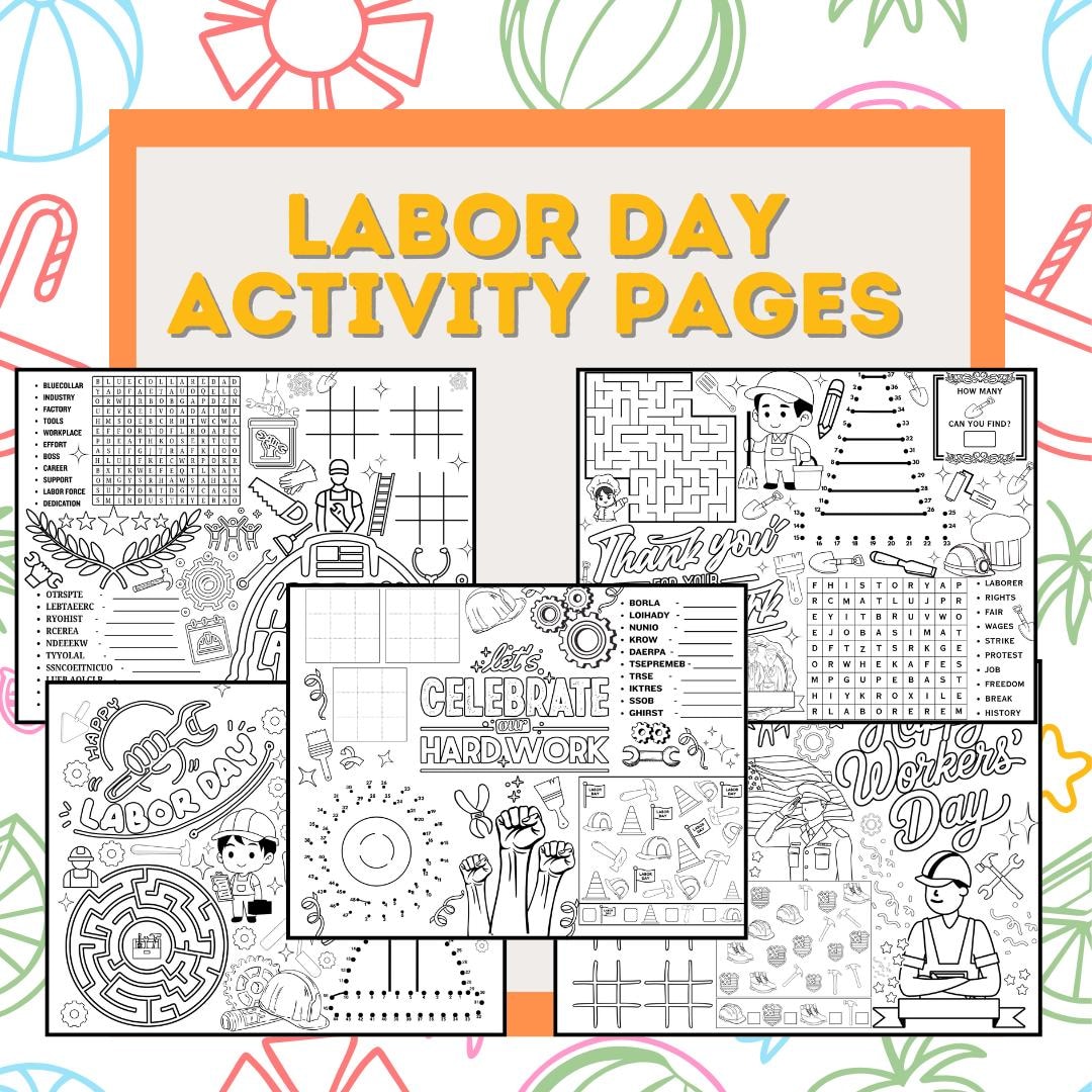 5 Pages of Printable Labor Day Activity Placemats - Perfect for ...