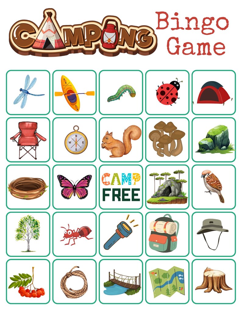 Printable Camping Bingo Game With Instructions & Calling Cards - Etsy