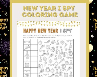 Printable Coloring New Year I Spy Game