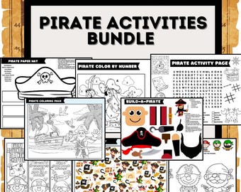 Paquete de 10 actividades de piratas con juegos, páginas para colorear, manualidades y más