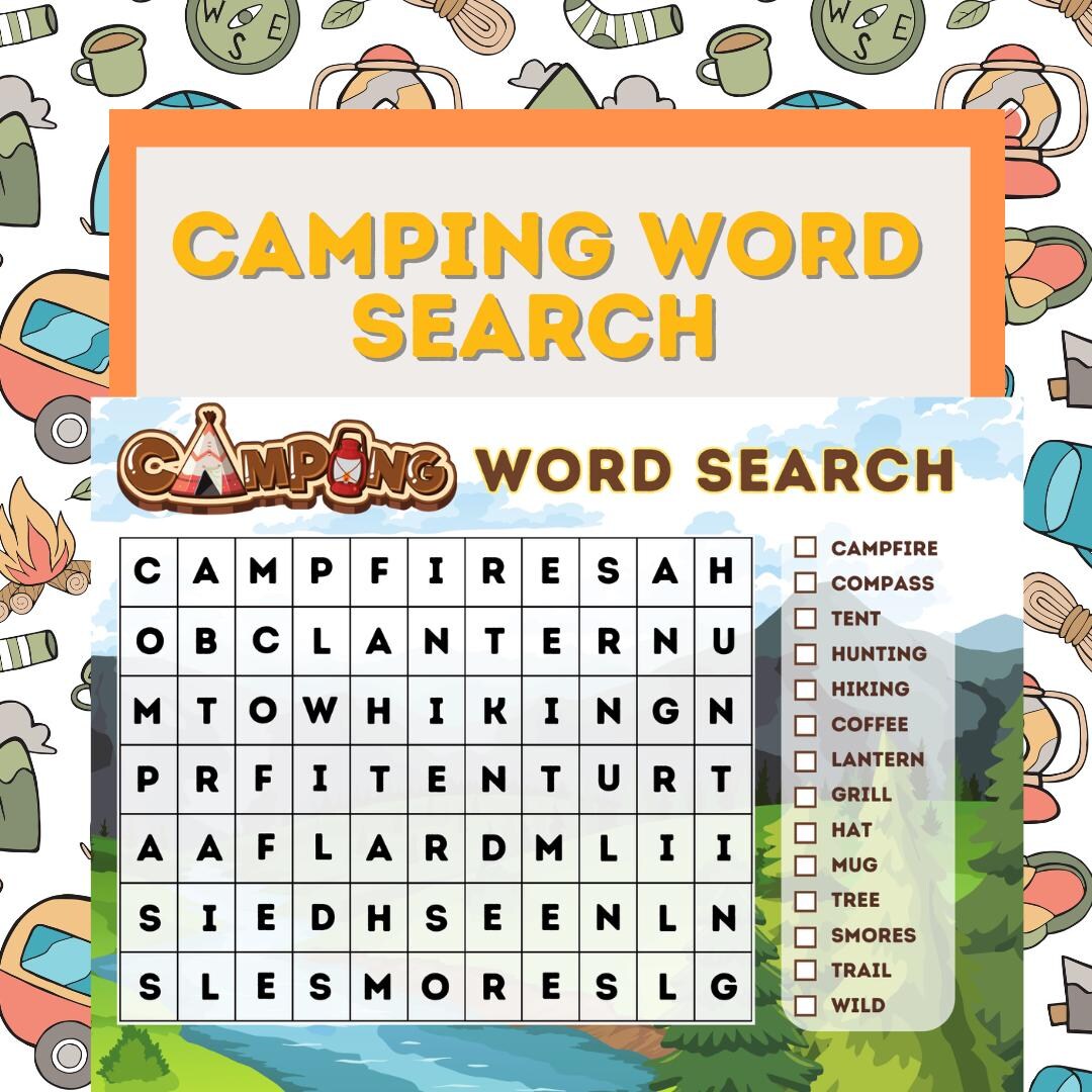 Celebrate Outdoor Fun With a Printable Camping Word Search - Etsy