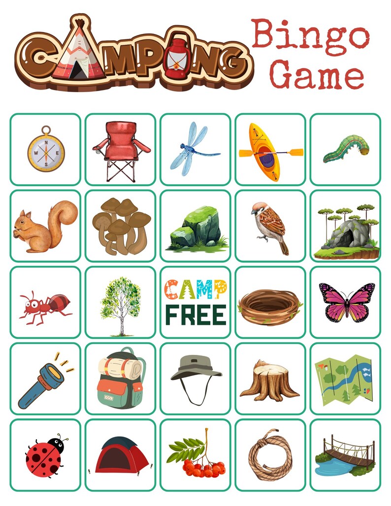 Printable Camping Bingo Game With Instructions & Calling Cards - Etsy