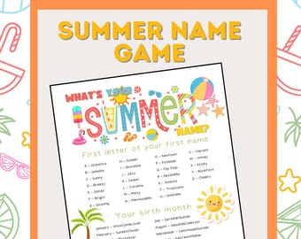 Printable Summer Name Game Worksheet