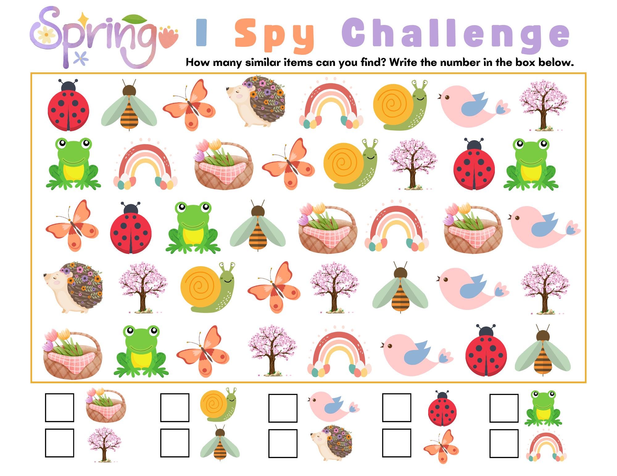 Printable Spring I Spy Game - Etsy