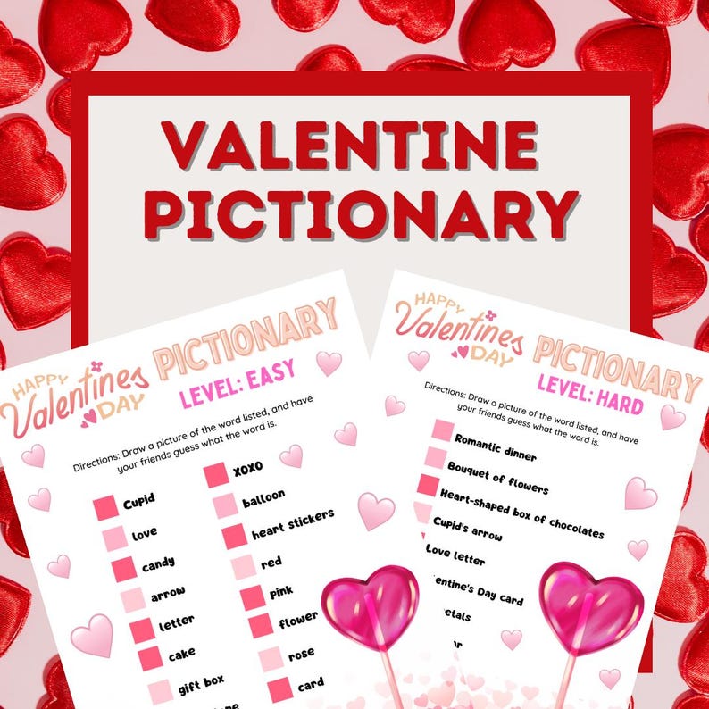Printable Valentine's Day Pictionary Game - Etsy
