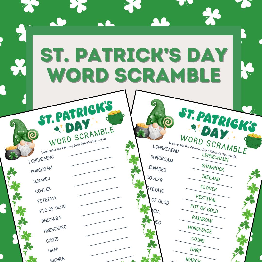 Printable St. Patrick's Day Word Scramble - Etsy
