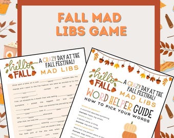 Printable Fall Mad Libs Game - Great for Family Fun at Home, Classroom or Fall Party