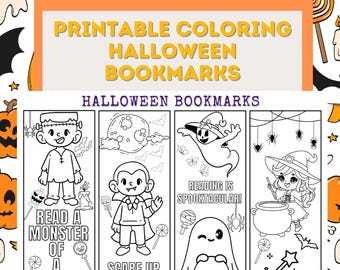 Printable Halloween Coloring Bookmarks - 4 Super Spooky Designs for Halloween Reading