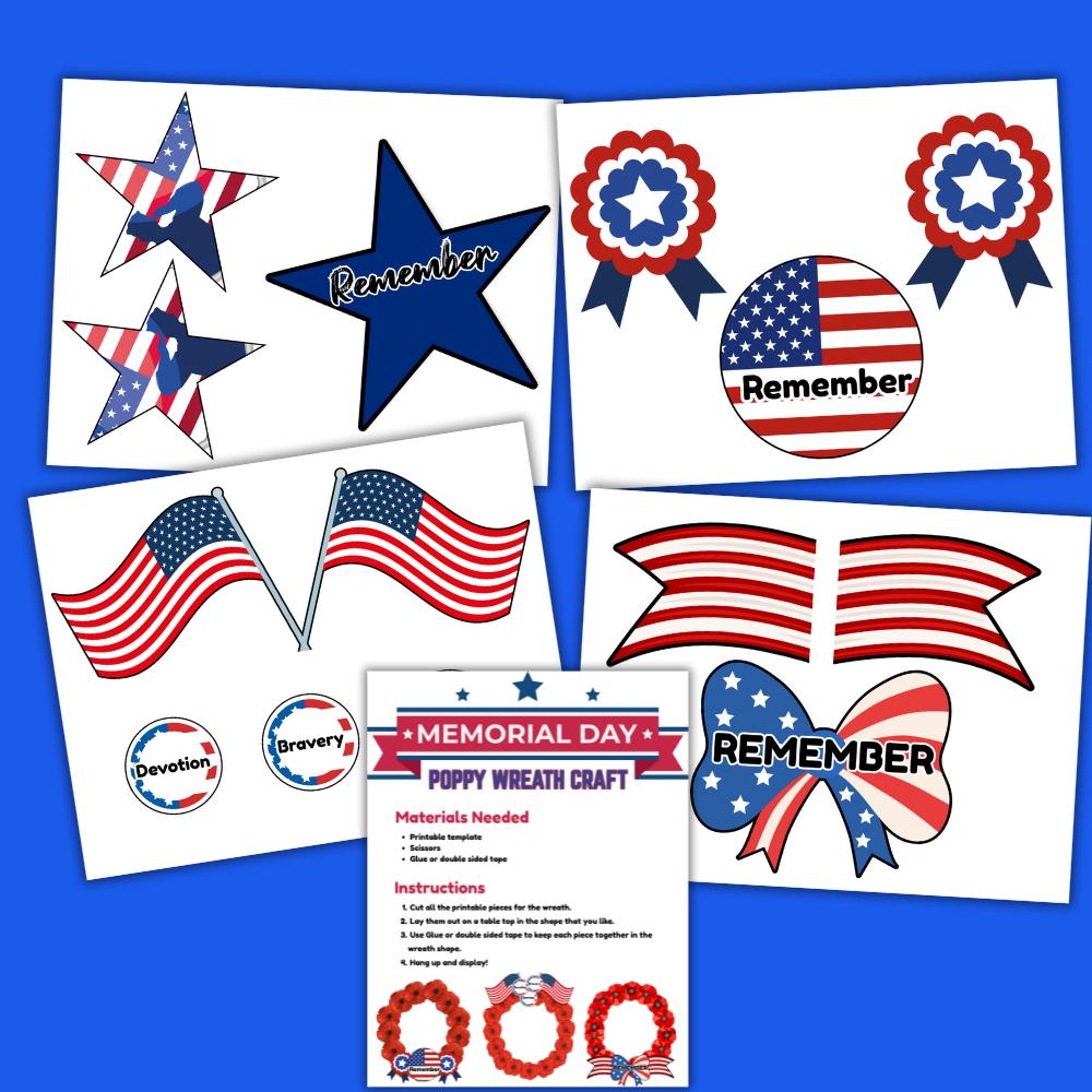 Printable Poppy Wreath Craft for Memorial Day for Kids or Adults - Etsy