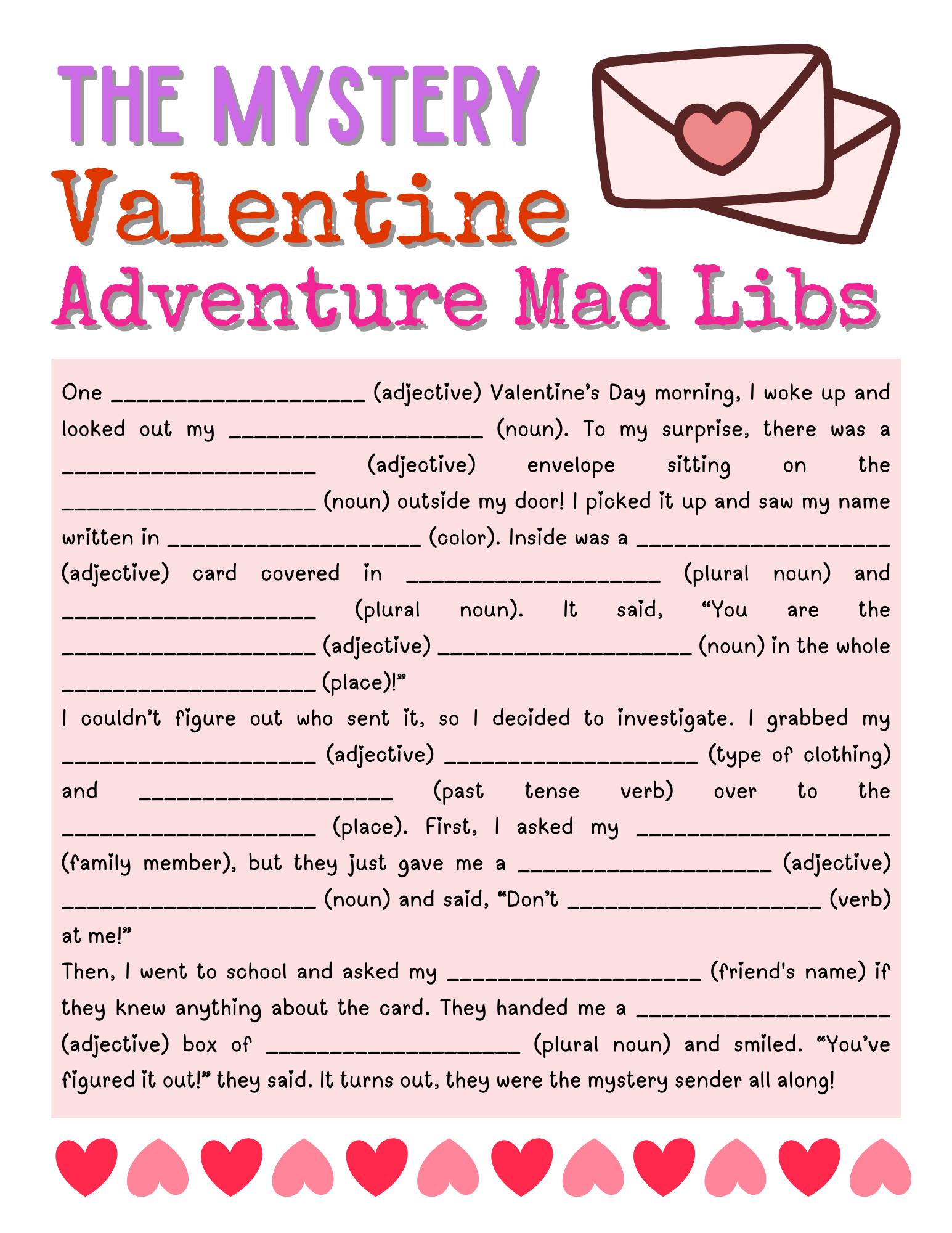 Printable Valentine Mad Libs Game - Etsy