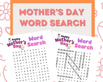 Mother's Day Word Search Game, Printable Word Search, Mother's Day Game ...