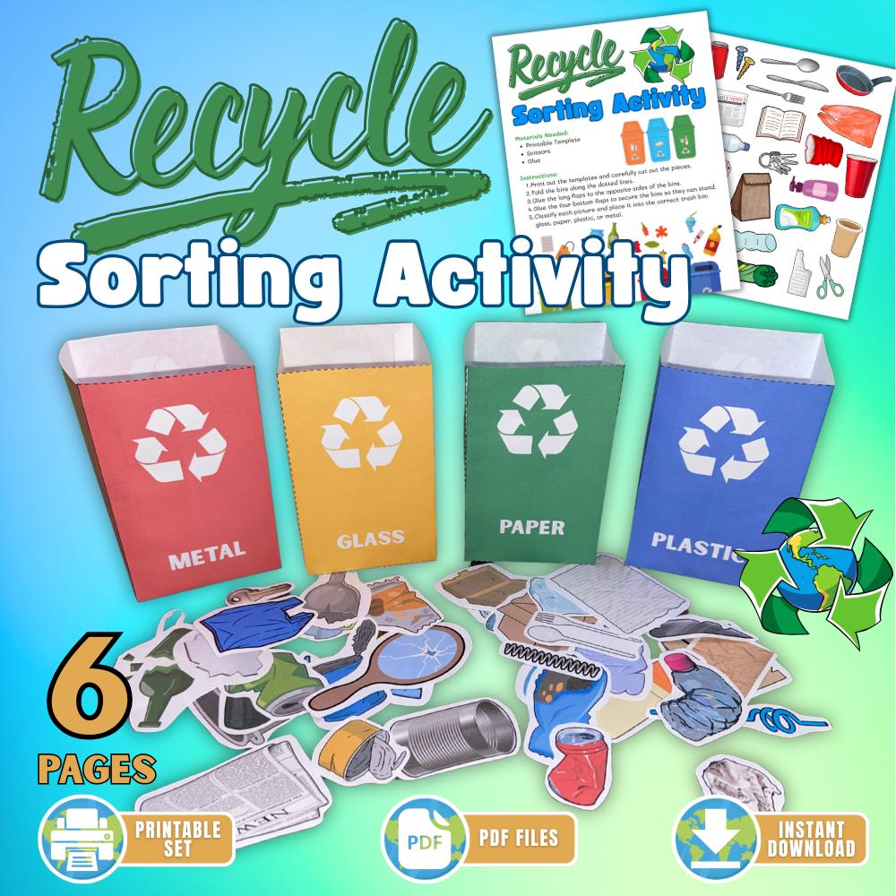 Printable Recycling Sort Play Set - Perfect for Earth Day Activity