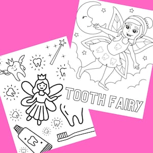 Tooth Fairy Coloring Pages - Etsy