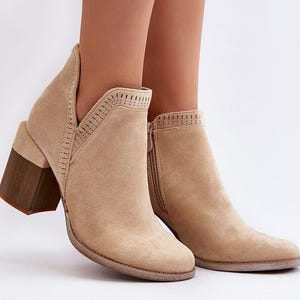 Beige Cutout Openwork Pattern Boots