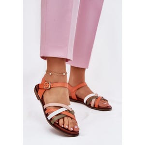 Woman's Woven Orange Sandals, Ladies Strappy Flat Sandals, Open Toe Sandals, Flat Sandals for Woman, Gladiator Sandals