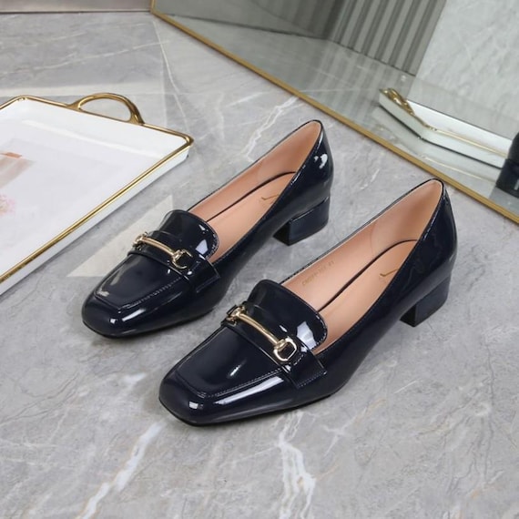 black dress shoes for women low heel Woman's Court Shoes, Smart Work Black Flat Woman Gold Frontage Detail, Plus Size Shoes, UK7-UK9, EU41-EU43 Amazon Casual Dresses & Color:Black/Gold slit prom dresses an elegant and versatile