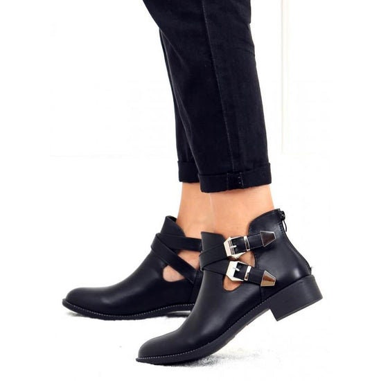 salat krans sneen Woman Buckle Studs Cut-out Design Ankle Boots Size UK8 EU41 - Etsy