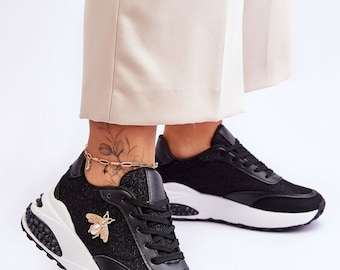 black and gold trainers ladies