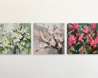 Set of 3 Prints, Digital Print, Painting Decor, Vintage Wall Art, Flower Wall Art, Art Prints, Farmhouse,  Square Print, Farmhouse, Wall Art