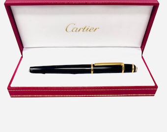 Cartier Diabolo Fountain Pen Black Resin Platinum Plated 18K 750