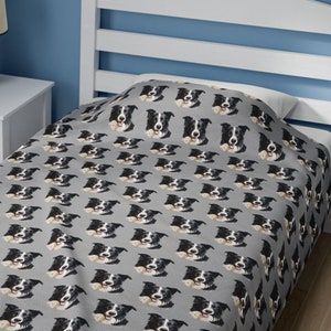 Border Collie Blanket | Velveteen Plush Dog Throw | Pet Decor