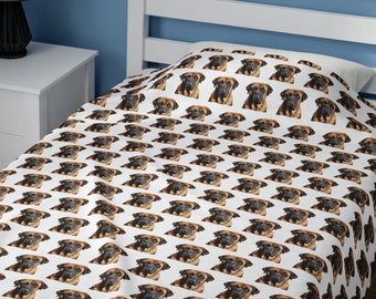 Mastiff Dog Blanket - Velveteen Plush Throw - Pet Bedroom Decor - Dog Mom Gift Bedding - Dog Dad Gift