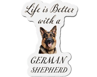 Aimant de berger allemand - aimant de réfrigérateur de chien - décoration de cuisine d'amoureux des animaux de compagnie - aimant d'animal de compagnie en vinyle découpé