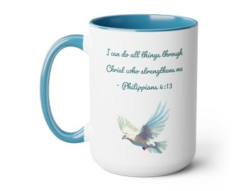 Christian Gift Mug with Bible Verse Philippians 4:13 Coffee Mug Gift for Teacher