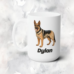 Personalized German Shepherd Mug 15oz | Custom Dog Coffee Cup | Pet Gift