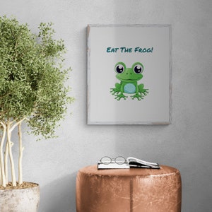 Eat the Frog Inspirational Printable Wall Art, Homeschool Decor, Home Office Decor Printable Classroom Decor Instant Download Wall Decor