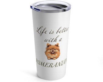 Pomeranian Tumbler - Dog Travel Mug - Stainless Steel 20oz
