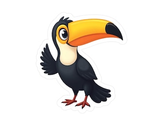 Toucan Sticker, Tropical Bird Vinyl Decal, Laptop or Car Decal, Water Bottle Sticker