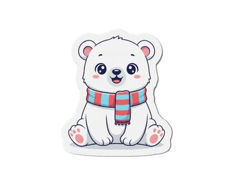 Winter Polar Bear Magnet - Cartoon Animal Gift - Fridge Magnet