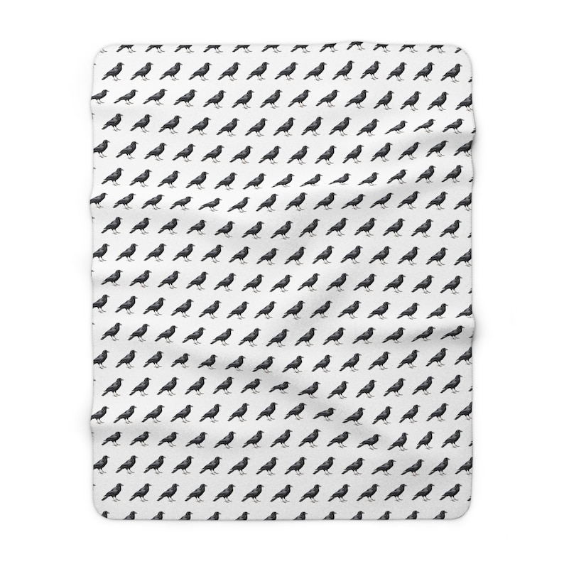Sherpa Blanket, Crow Design - Cozy Throw Blanket, Wildlife Lover Gift, Animal Print Decor, Nature Inspired Bedding, Unique Home Decor image 3