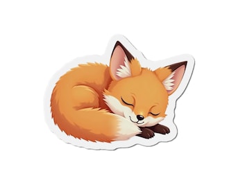 Cute Sleeping Fox Magnet - Woodland Animal Gift - Fridge Magnet