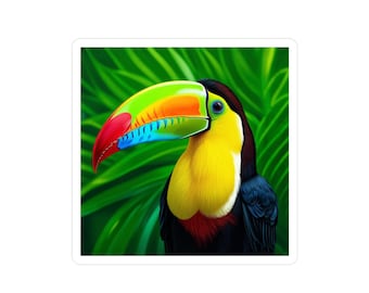 Toucan Sticker, Tropical Bird Vinyl Decal, Laptop Decal, Car Decal, Water Bottle Sticker
