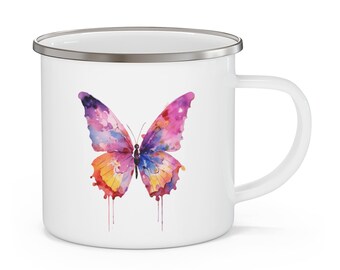 Butterfly Mug, Enamel Camping Cup - Friend Gift - Gift for Her