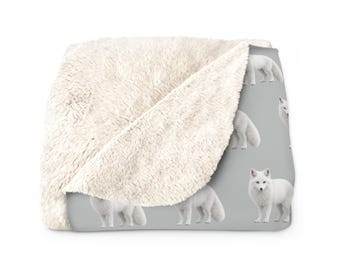 Arctic Fox Blanket - Sherpa Fleece Throw - Wildlife Lover Gift
