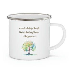 Christliches Geschenk - Philipper 4:13 Emaille Camping Becher